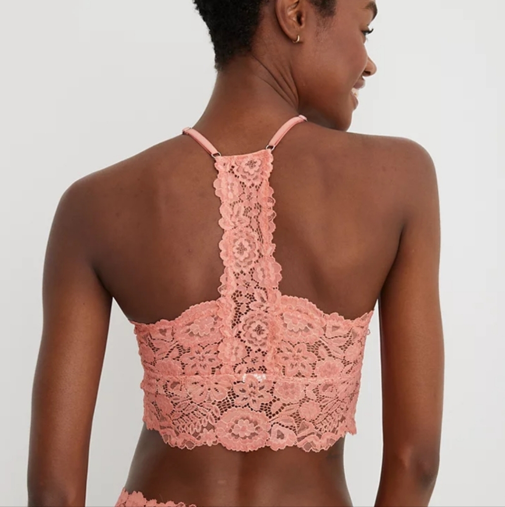 Aerie Bluegrass Lace Padded Racerback Bralette in Warm Red Size XXS NWT